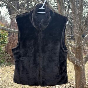 Brown Faux Fur Reversible Vest M
